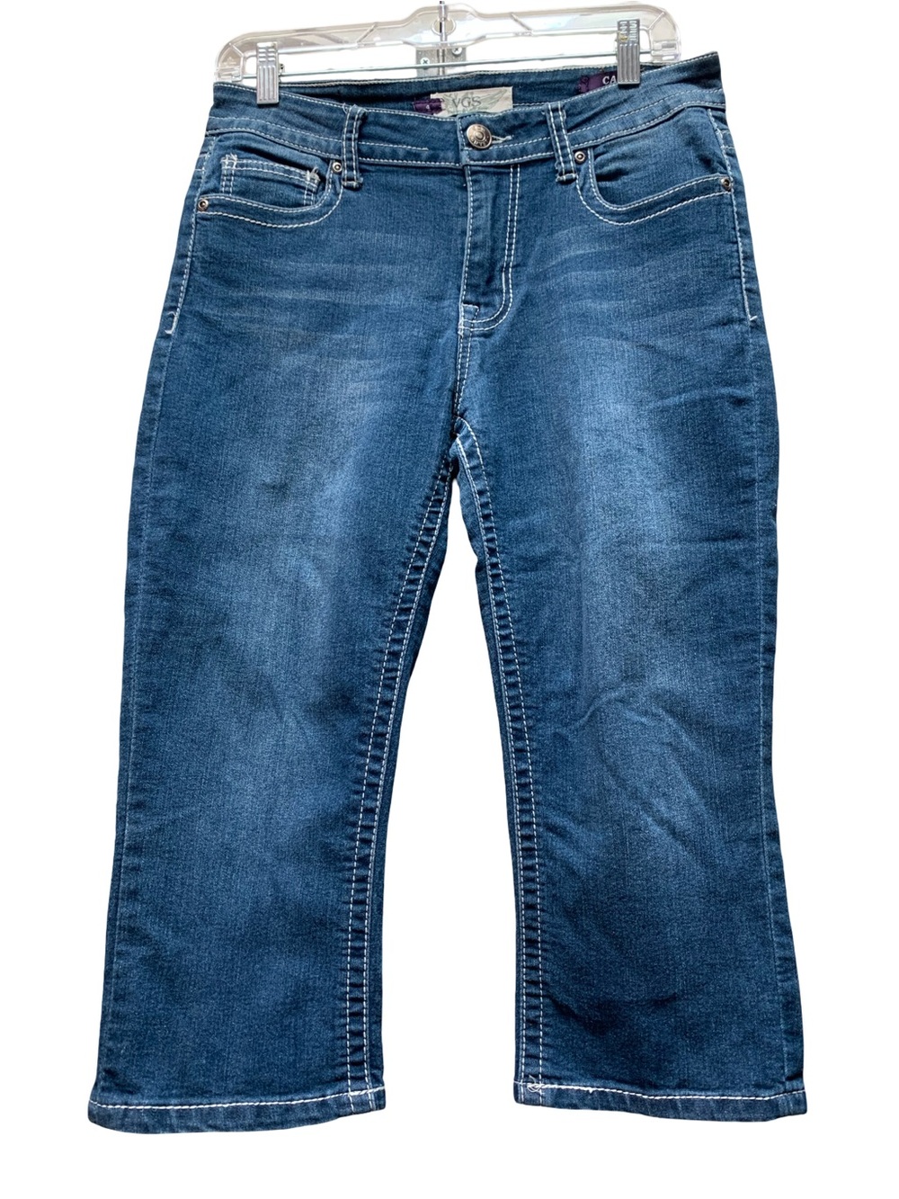 Women’s Mid-Rise Blue Capri Jeans - Casual Everyday Fit